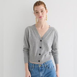 NWT J.Crew cashmere cropped v-neck cardigan sweater